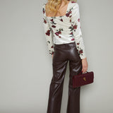 Basia Faux Leather Front Seamed Pants