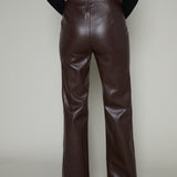 Basia Faux Leather Front Seamed Pants