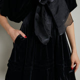 Veronica Bow Detail Velvet Mini Dress