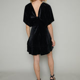 Veronica Bow Detail Velvet Mini Dress