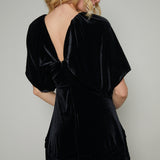 Veronica Bow Detail Velvet Mini Dress