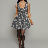 Wren Floral Jacquard Bow Mini Dress