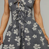 Wren Floral Jacquard Bow Mini Dress