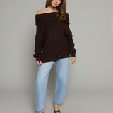 Audrey Rib Knit Off The Shoulder Sweater