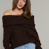 Audrey Rib Knit Off The Shoulder Sweater