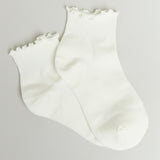 Solid Ruffle Ankle Socks - Cream