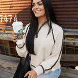 Byron Oversized Half Zip Sweater - Light Heather Oatmeal