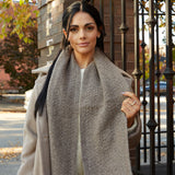 Wool Cable Knit Scarf - Brown