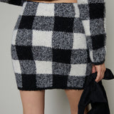 Finn Sweater Knit Plaid Skirt