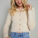 Josie Fuzzy Knit Cardigan - Cream