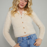 Josie Fuzzy Knit Cardigan - Cream