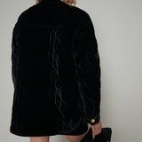 Kiana Quilted Velvet Oversized Jacket