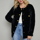 Kiana Quilted Velvet Oversized Jacket