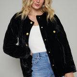 Kiana Quilted Velvet Oversized Jacket