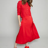 Penny Luxe Satin Midi Skirt - Red