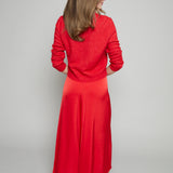 Penny Luxe Satin Midi Skirt - Red