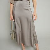 Penny Luxe Satin Midi Skirt - Moonlight