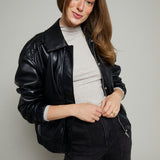 Phoenix Faux Leather Bomber Jacket