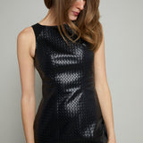 Jeanette Textured Faux Leather Mini Dress