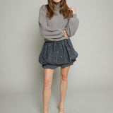 Kirsty Embellished Mixed Media Mini Dress - Gray