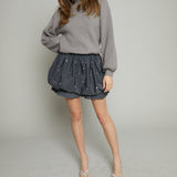 Kirsty Embellished Mixed Media Mini Dress - Gray