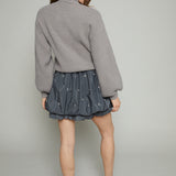 Kirsty Embellished Mixed Media Mini Dress - Gray