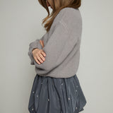 Kirsty Embellished Mixed Media Mini Dress - Gray