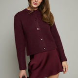 Mercedes Modern Cropped Cardigan - Merlot