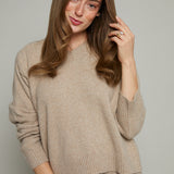 Rasha V-Neck Knit Sweater - Natural Heather