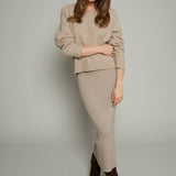 Frances Jacquard Sweater Maxi Skirt - Natural Heather