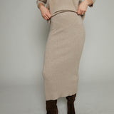 Frances Jacquard Sweater Maxi Skirt - Natural Heather