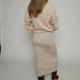 Frances Jacquard Sweater Maxi Skirt - Natural Heather