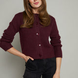 Mercedes Modern Cropped Cardigan - Merlot