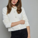 Mercedes Modern Cropped Cardigan - Cloud