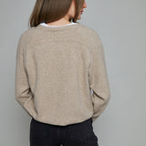 Rasha V-Neck Knit Sweater - Natural Heather