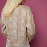 Giselle Metallic Cable Knit Sweater - Gilded Castle