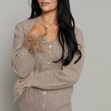 Raven Embellished Feather Trim Cardigan