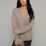Raven Embellished Feather Trim Cardigan