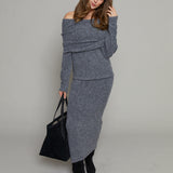 Piper Off The Shoulder Knit Sweater - Charcoal