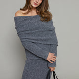 Piper Off The Shoulder Knit Sweater - Charcoal