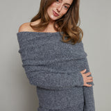 Piper Off The Shoulder Knit Sweater - Charcoal