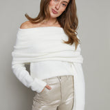 Piper Off The Shoulder Knit Sweater - Ivory