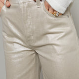 Tommy High Rise Bowed Wide Leg Jean - Champagne Luster