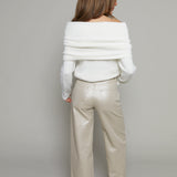 Tommy High Rise Bowed Wide Leg Jean - Champagne Luster