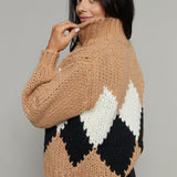 Corinne Diamond Knit Cardigan - Camel
