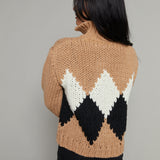 Corinne Diamond Knit Cardigan - Camel