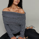 Piper Off The Shoulder Knit Sweater - Charcoal