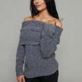 Piper Off The Shoulder Knit Sweater - Charcoal