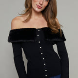 Giovanna Faux Fur Trim Sweater