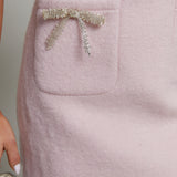 Lilith Beaded Bow Fuzzy Shift Mini Dress